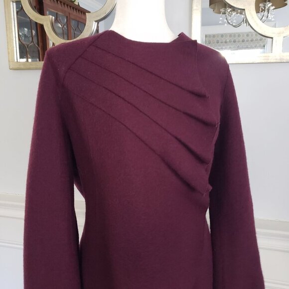 NWOT Beyond Threads Malbec Pleated Serena Peruvian Alpaca Wool Sweater Jacket LG - Picture 2 of 16